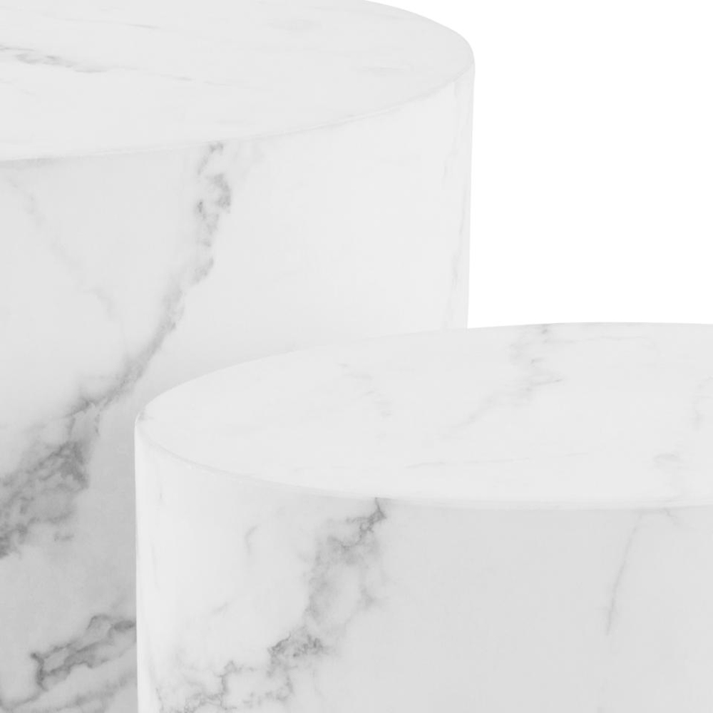 Moosic Marble Effect Nesting Coffee Tables - White