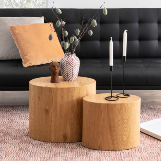 Read more about Moosic wooden set of 2 coffee tables in matt wild oak