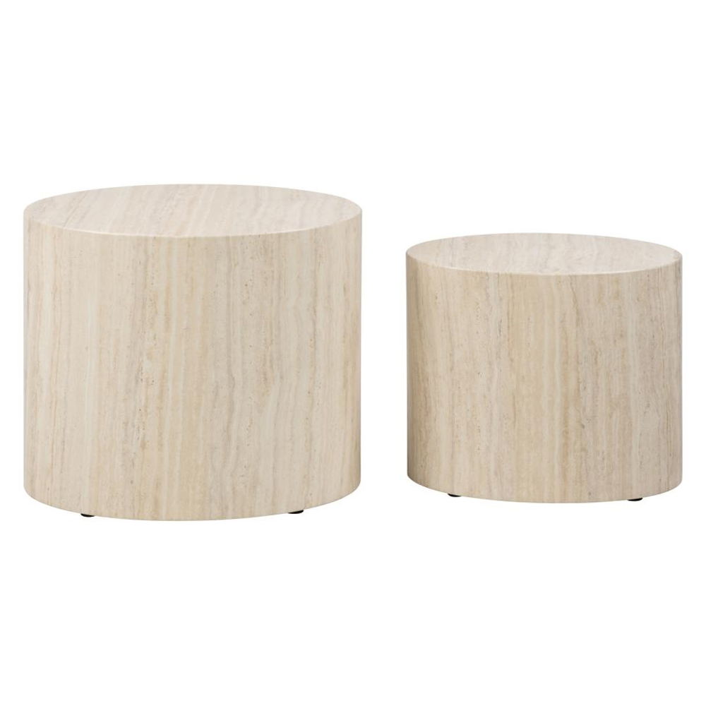 Moosic Wooden Nesting Coffee Tables In Travertine