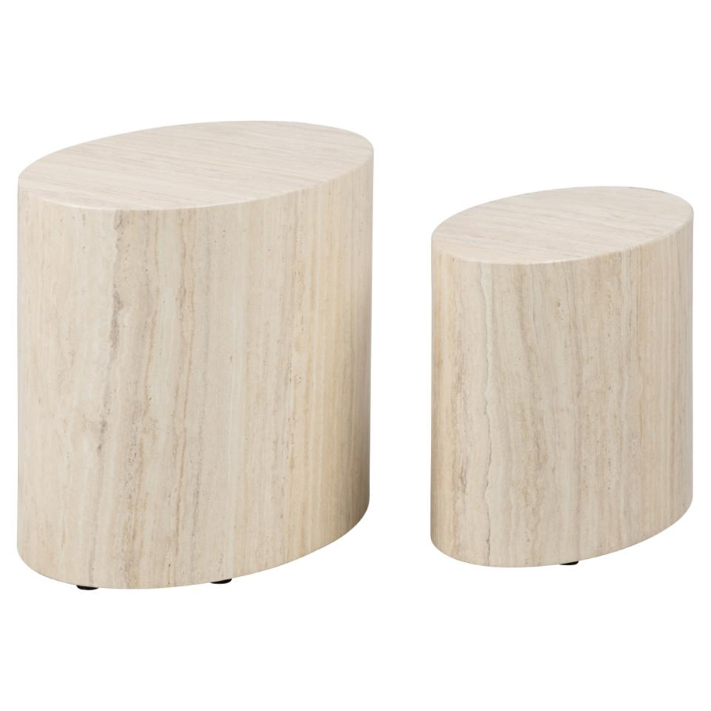 Moosic Wooden Nesting Coffee Tables In Travertine
