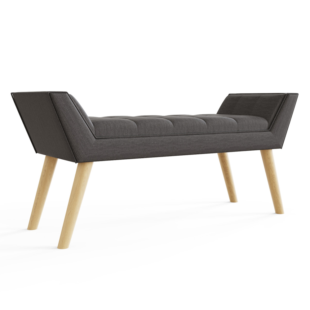 Mopeth Fabric Hallway Seating Bench In Dark Grey