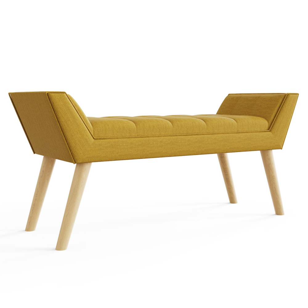 Mopeth Fabric Hallway Seating Bench In Yellow