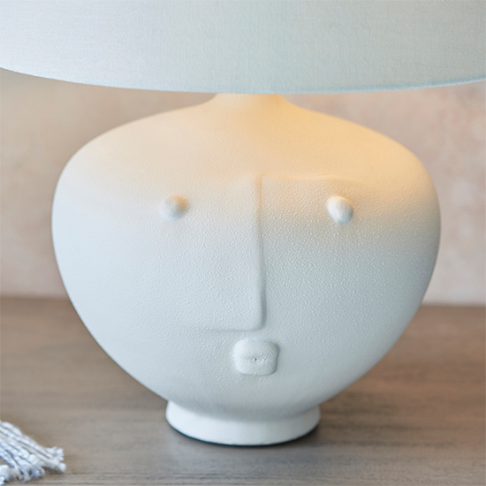 Mopty Ivory Linen Shade Table Lamp With White Ceramic Base_3