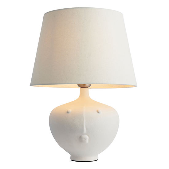 Mopty Ivory Linen Shade Table Lamp With White Ceramic Base_4
