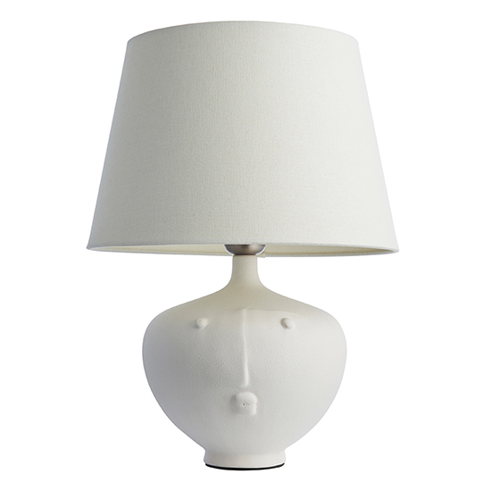 Mopty Ivory Linen Shade Table Lamp With White Ceramic Base_5