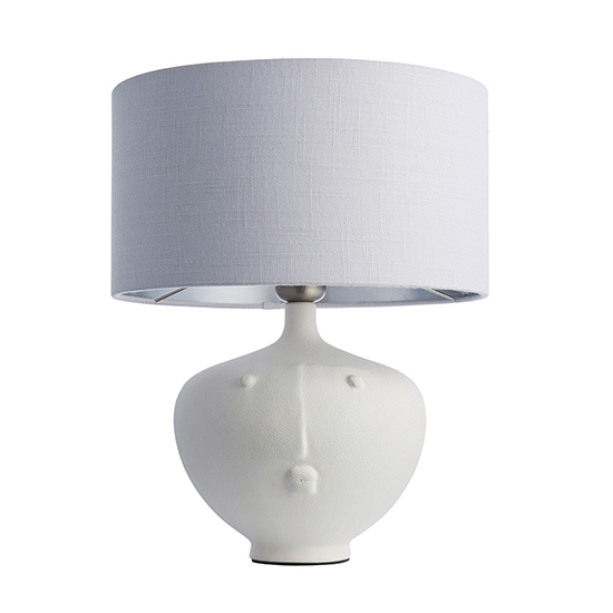 Mopty Silver Linen Shade Table Lamp With White Ceramic Base_5