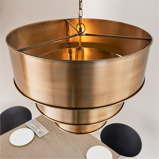 Morad Steel Ceiling Pendant Light In Aged Brass