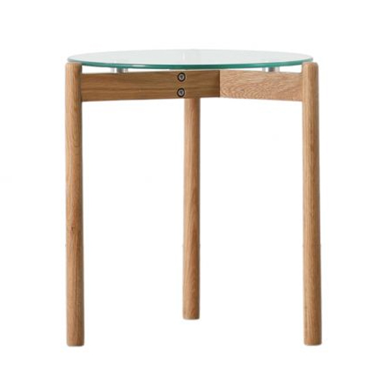 Moraine Clear Glass Side Table With Natural Wooden Base_2