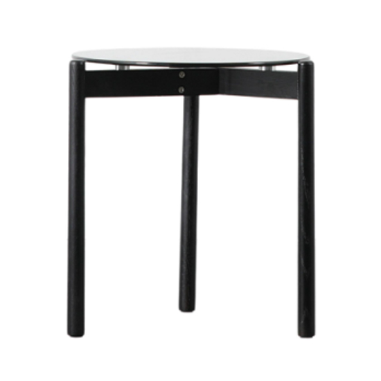Moraine Smoked Glass Side Table With Black Wooden Base
