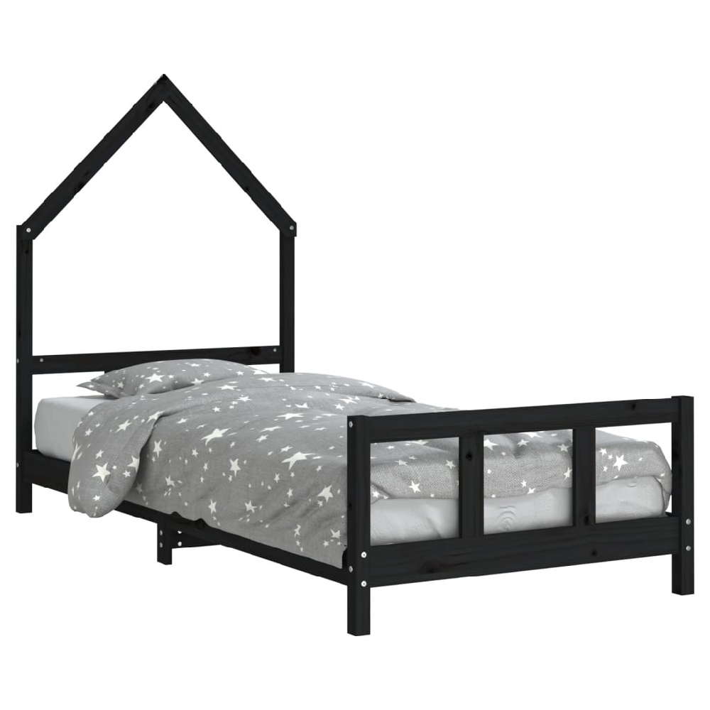 Moraira 90x190cm Wooden Children Bed In Black