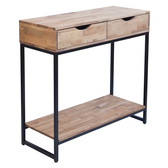 Read more about Morale wooden console table with metal frame in oiled oak