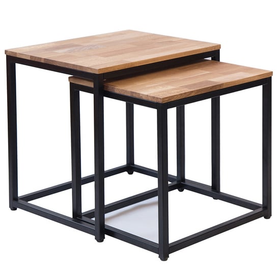 Read more about Morale wooden nest of 2 tables with metal frame in oiled oak