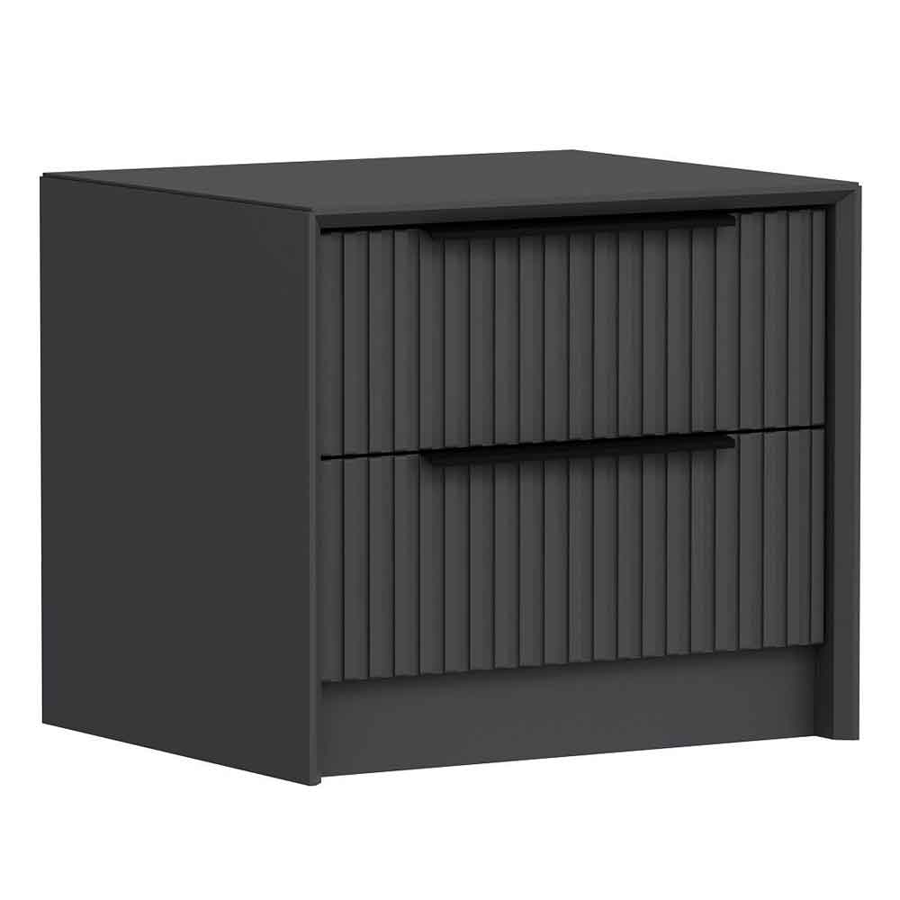 Morano Wooden Bedside Cabinet With 2 Drawers in Anthracite
