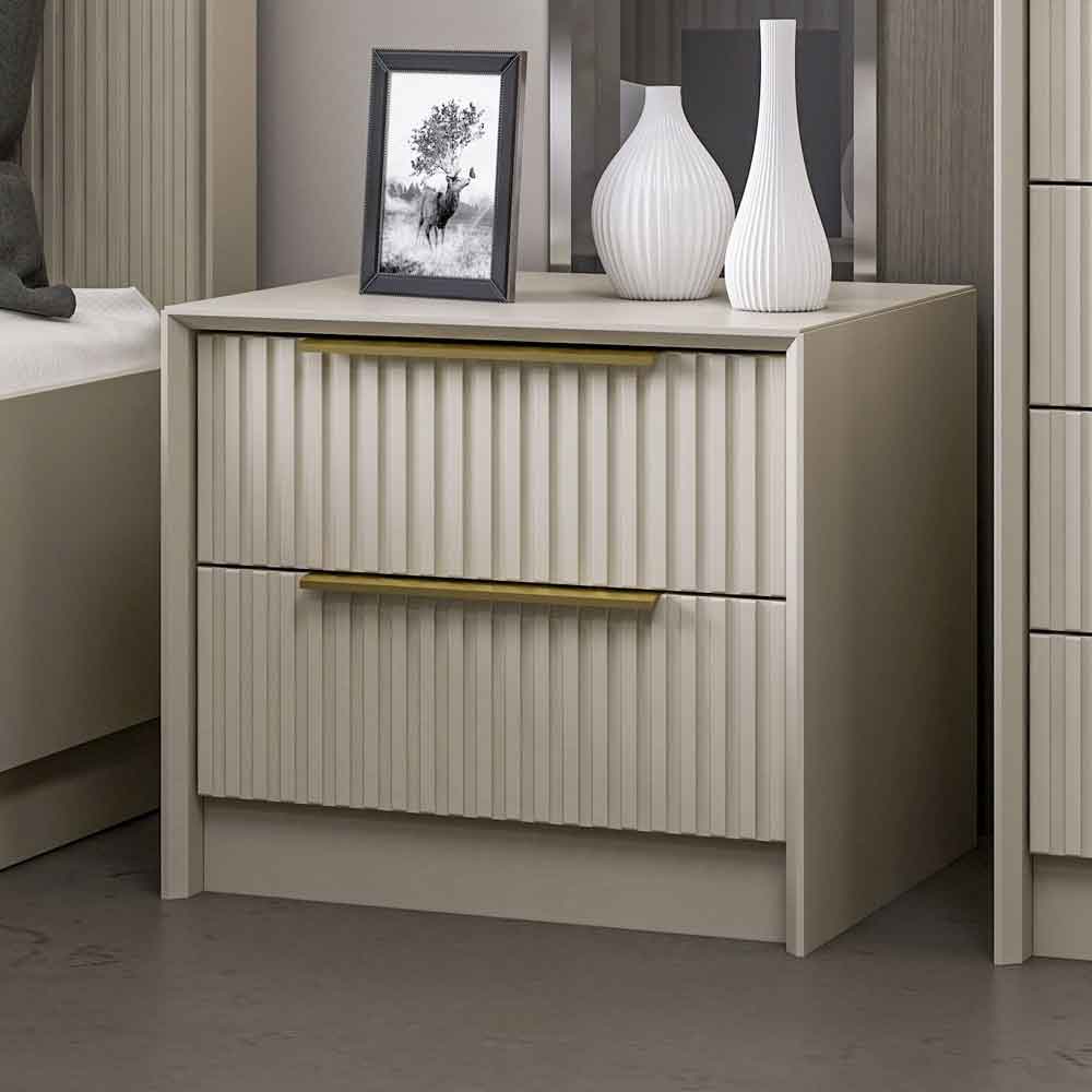 Morano Wooden Bedside Cabinet With 2 Drawers in Stone