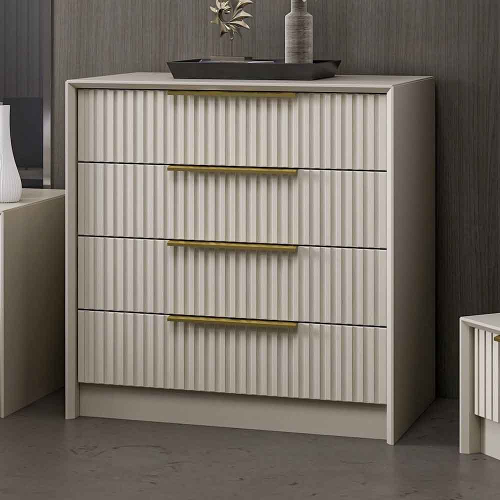 Morano Wooden Chest of 4 Drawers in Anthracite and Stone