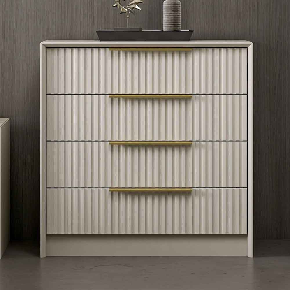 Morano Wooden Chest of 4 Drawers in Anthracite and Stone
