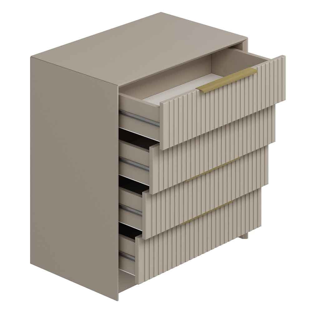 Morano Wooden Chest of 4 Drawers in Anthracite and Stone