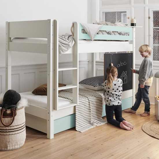 Morden Kids Bunk Bed With Safety Rail And Drawers In Azur Mint