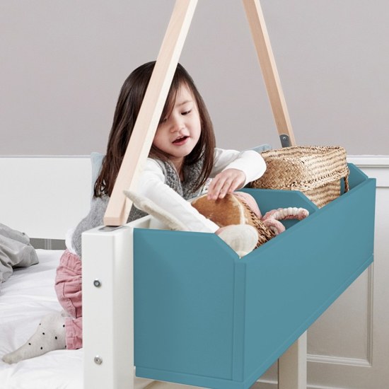 Morden Kids Bunk Bed With Safety Rail And Drawers In Petroleum_4