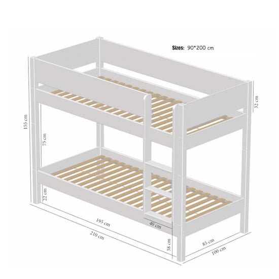 Morden Kids Bunk Bed With Safety Rail And Drawers In Petroleum_5