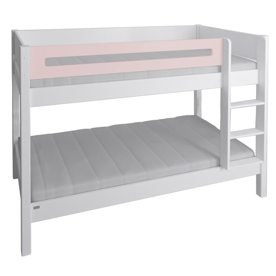 Morden Kids Wooden Bunk Bed With Safety Rail In Light Rose_3