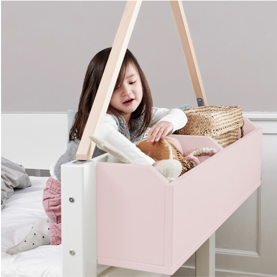 Morden Kids Wooden Bunk Bed With Safety Rail In Light Rose_5