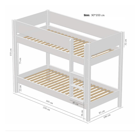 Morden Kids Wooden Bunk Bed With Safety Rail In Petroleum_4