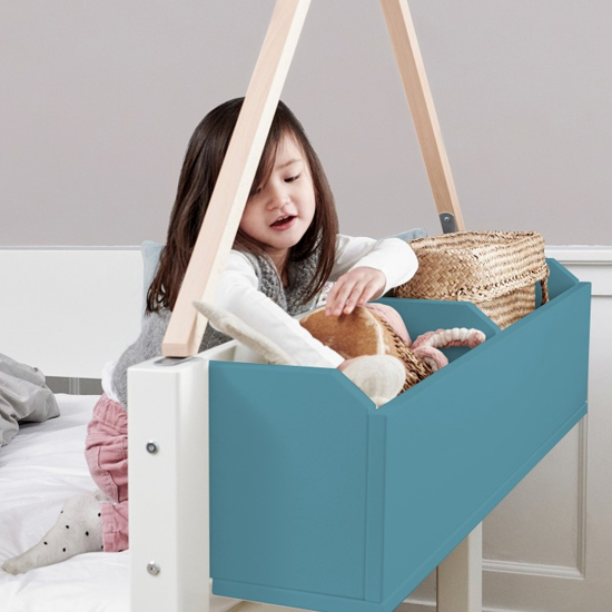 Morden Kids Wooden Bunk Bed With Safety Rail In Petroleum_5