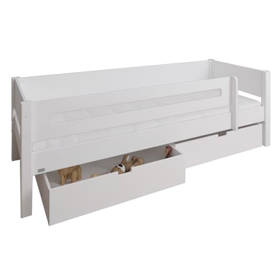 Morden Kids Day Bed With Safety Rail And Drawers In Snow White_3