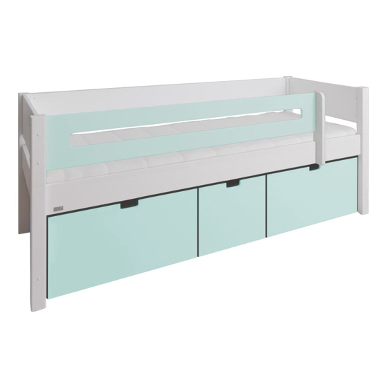 Morden Kids Day Bed With Saftey Rail 3 Drawers In Azur Mint_2