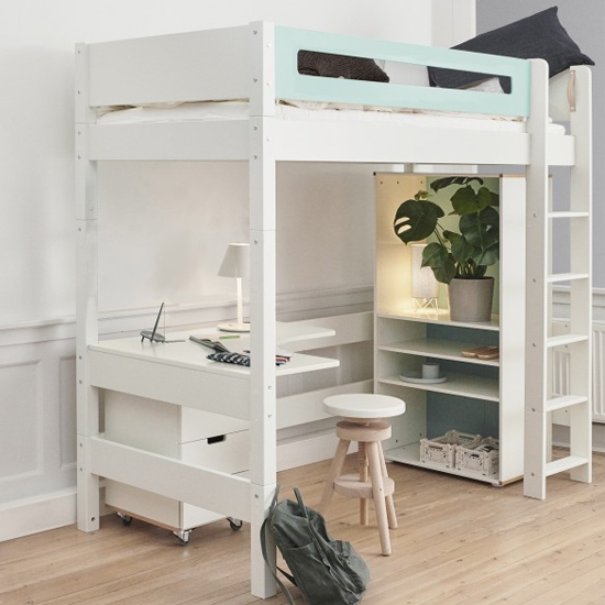 Morden Kids High Sleeper Bed With Safety Rail In Azur Mint_4