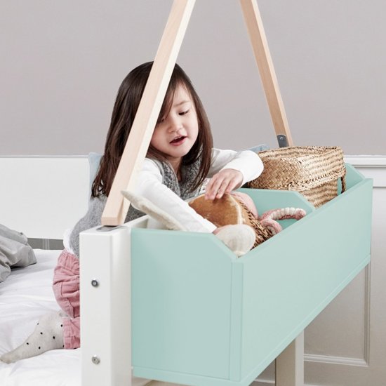 Morden Kids High Sleeper Bed With Safety Rail In Azur Mint_5