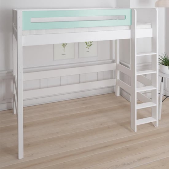 Morden Kids High Sleeper Bed With Safety Rail In Azur Mint_1