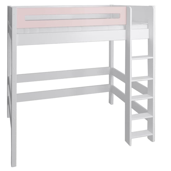 Morden Kids High Sleeper Bed With Safety Rail In Light Rose_2