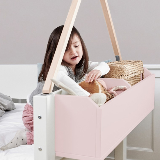 Morden Kids High Sleeper Bed With Safety Rail In Light Rose_5