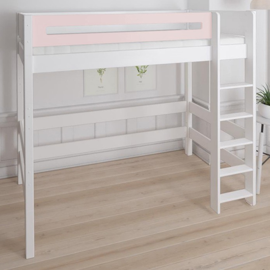 Morden Kids High Sleeper Bed With Safety Rail In Light Rose_1
