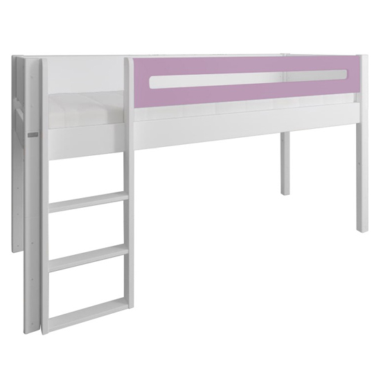 Morden Kids Mid Sleeper Bed With Safety Rail In Dusty Rose_2