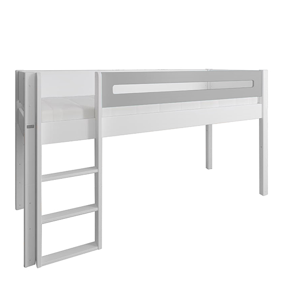 Morden Kids Mid Sleeper Bed In Silver Grey With Numbers Curtain_3