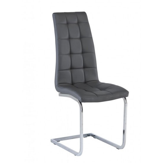 Product photograph of Moreno Faux Leather Dining Chair In Grey from Furniture in Fashion