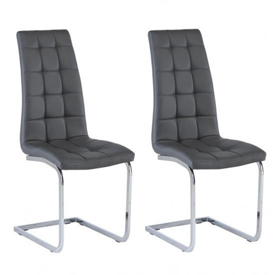 Moreno Grey Faux Leather Dining Chair In A Pair