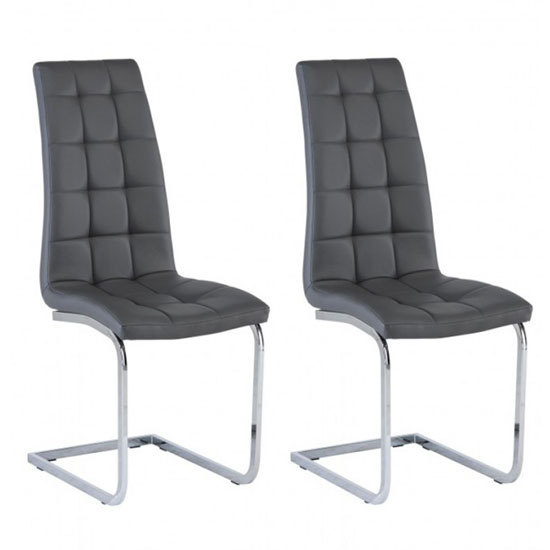 Photo of Moreno grey faux leather dining chair in a pair