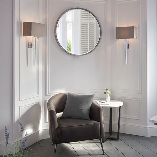 Moreto Grey Fabric Wall Light In Chrome Furniture in Fashion