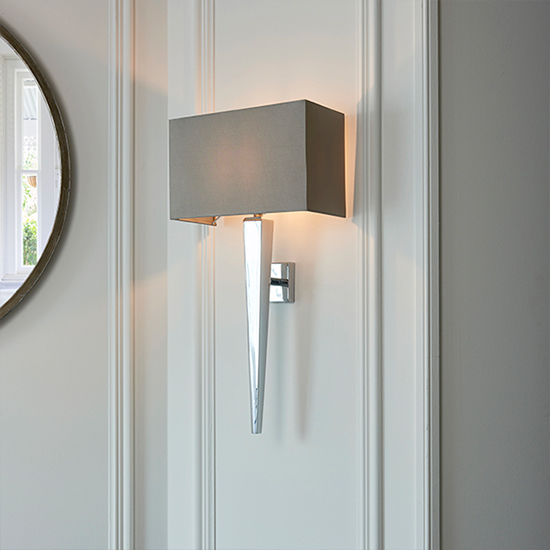 Moreto Grey Fabric Wall Light In Chrome Furniture in Fashion