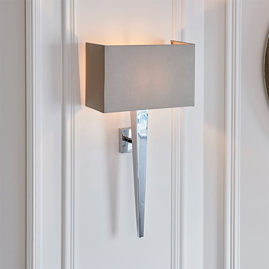 Product photograph of Moreto Grey Fabric Wall Light In Chrome from Furniture in Fashion