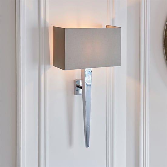 Moreto Grey Fabric Wall Light In Chrome