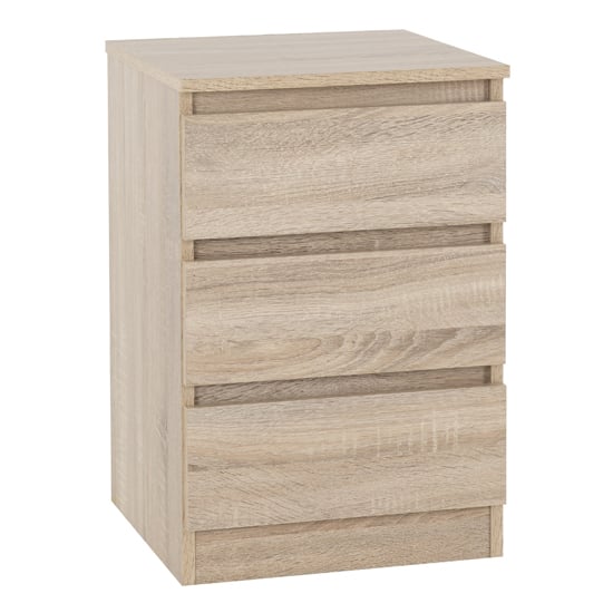 Read more about Mcgowan wooden bedside cabinet in sonoma oak with 3 drawers