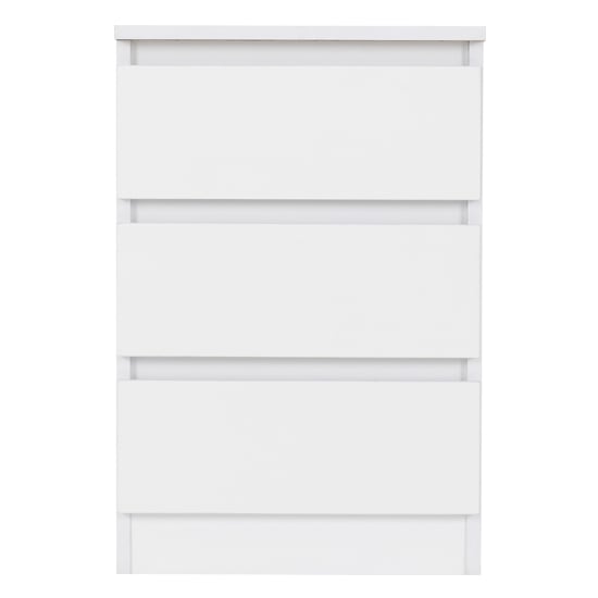 Mcgowan Wooden Bedside Cabinet In White With 3 Drawers_3