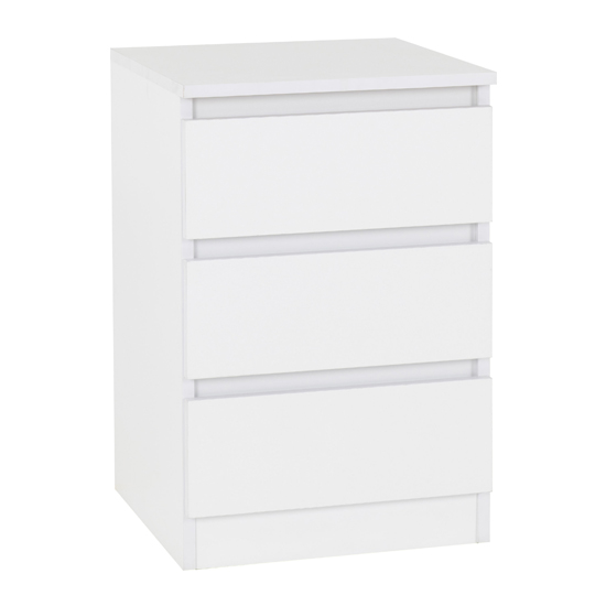 Read more about Mcgowan wooden bedside cabinet in white with 3 drawers