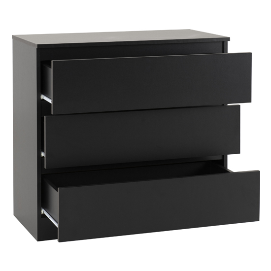 Mcgowan Wooden Chest Of Drawers In Black With 3 Drawers