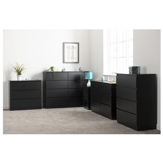 Mcgowan Wooden Chest Of Drawers In Black With 3 Drawers
